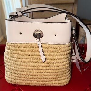Kate Spade White and Tan Woven Shoulder Bag